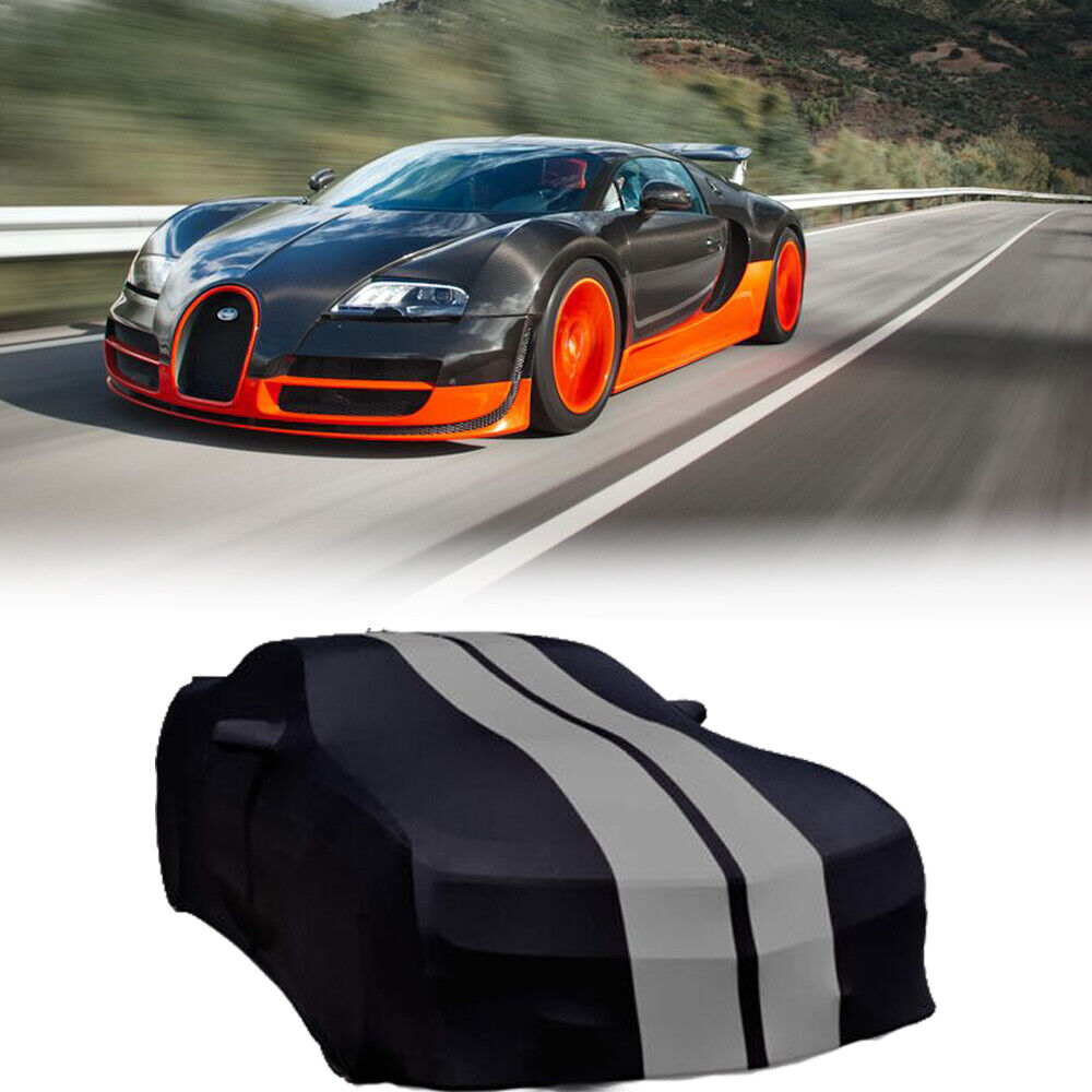 For bugatti-veyron-2011 Indoor Car Cover Satin Stretch Dustproof Black/Grey New