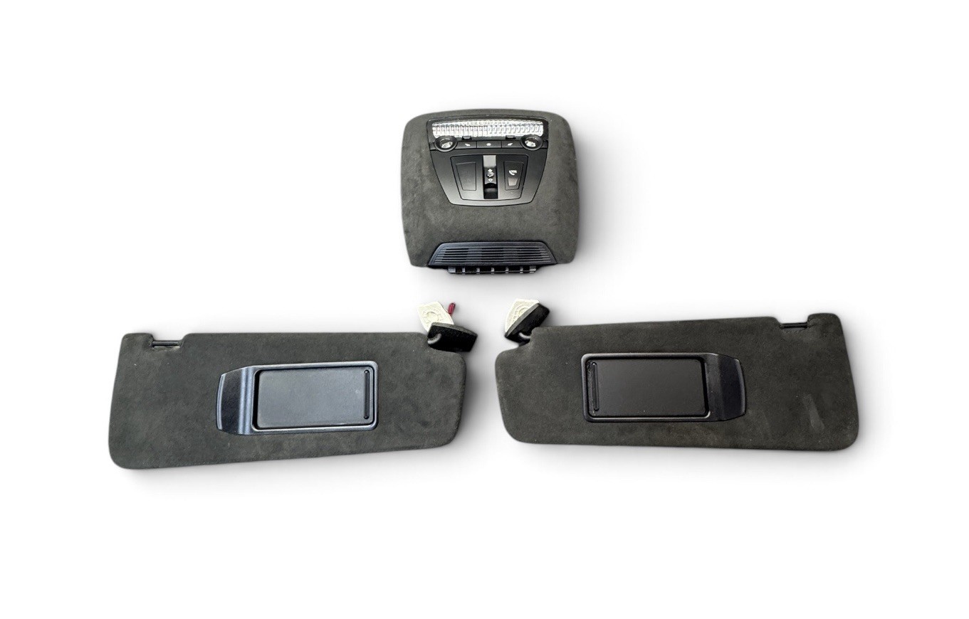 2009-2015 BMW 750 760 F01 F02 Alcantara Suede Sun Visor Overhead Console Set Oem 2009-2015 BMW 750 760 F01 F02 Alcantara Suede Sun Visor Overhead Console Set Oem