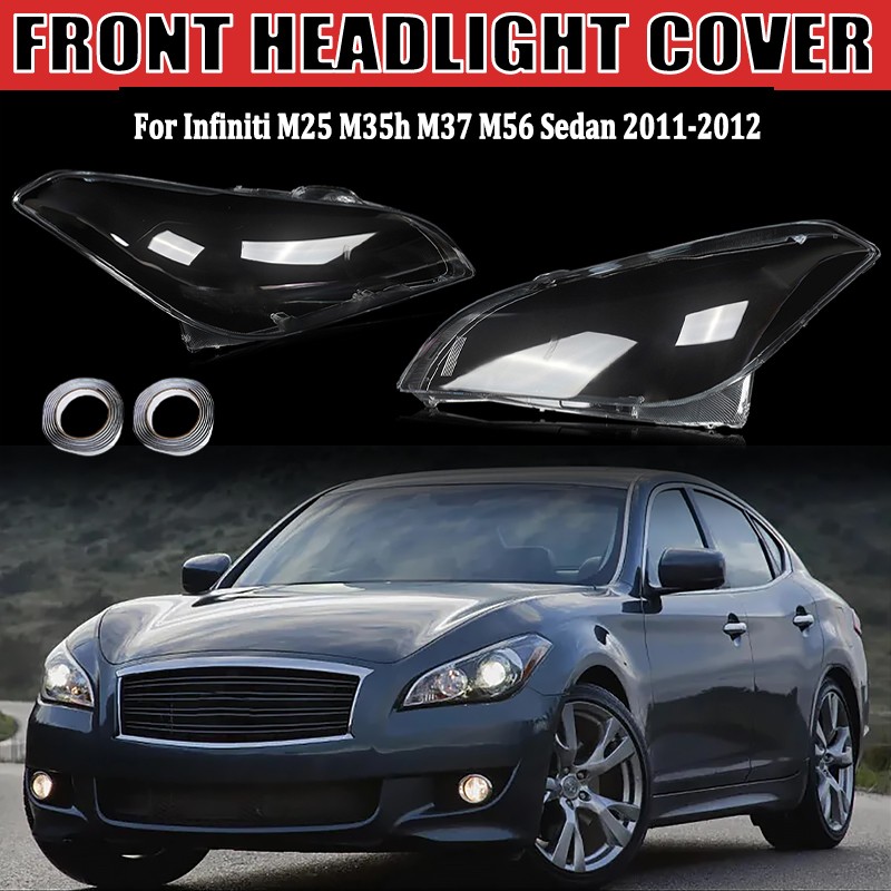 Pair For Infiniti M25 M35h M37 M56 Sedan 2011-2012 Headlight Lens Shell Cover US