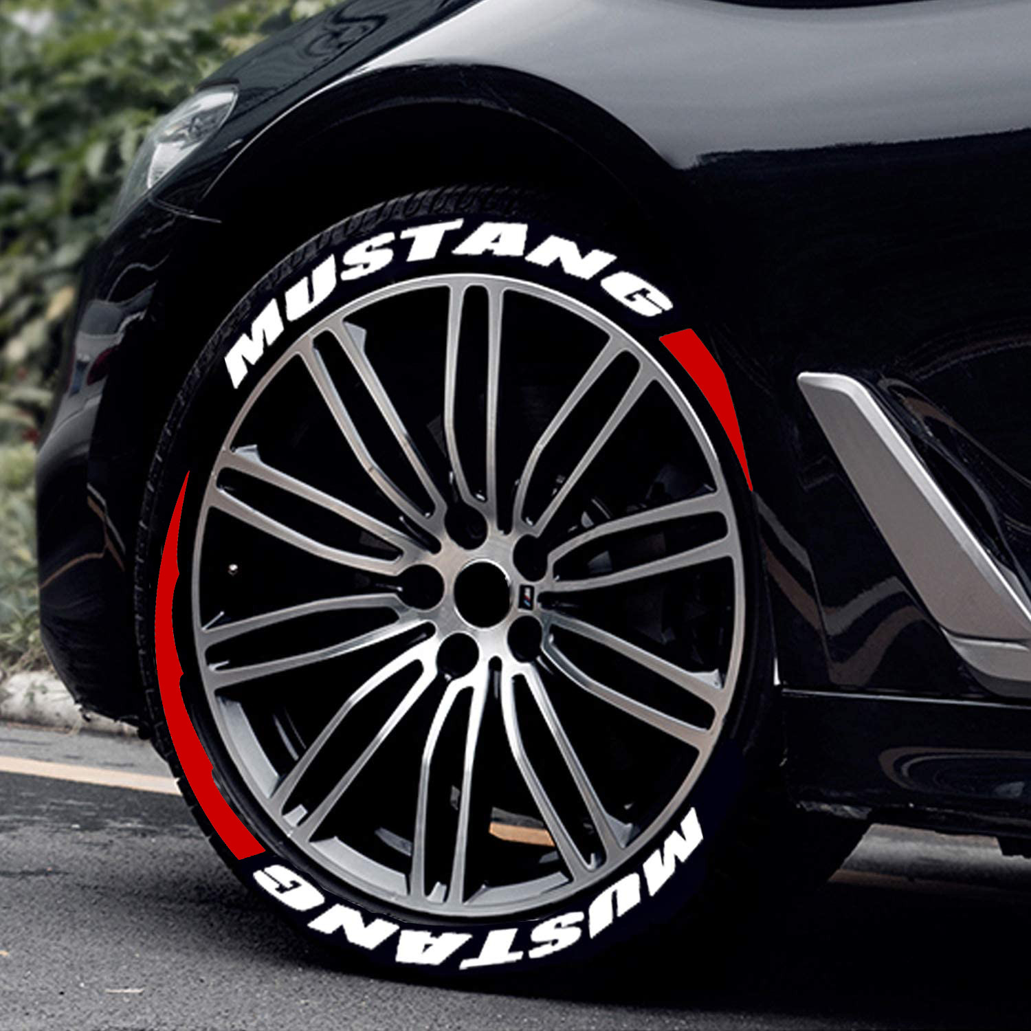 8 Sets MUSTANG Tire Lettering Sticker 1.06'' For 14''-22'' With Red Stripes 8 Sets MUSTANG Tire Lettering Sticker 1.06'' For 14''-22'' With Red Stripes