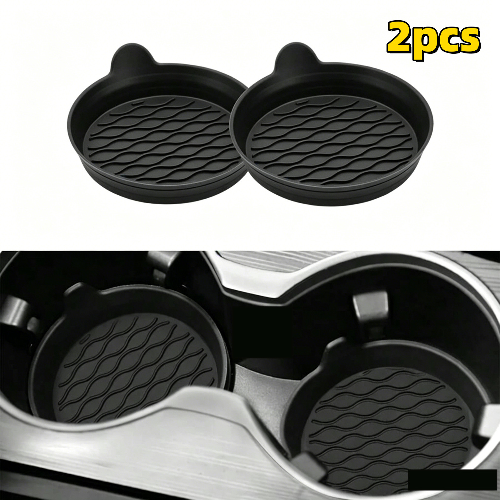 2 Pcs Car Cup Coaster Silicone Car Coaster Insert Non-Slip Universal Cup Holder