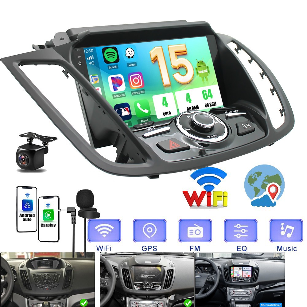 For Ford Escape 2013-2019 Android 15 CarPlay Car Stereo Radio GPS Navi WIFI FM