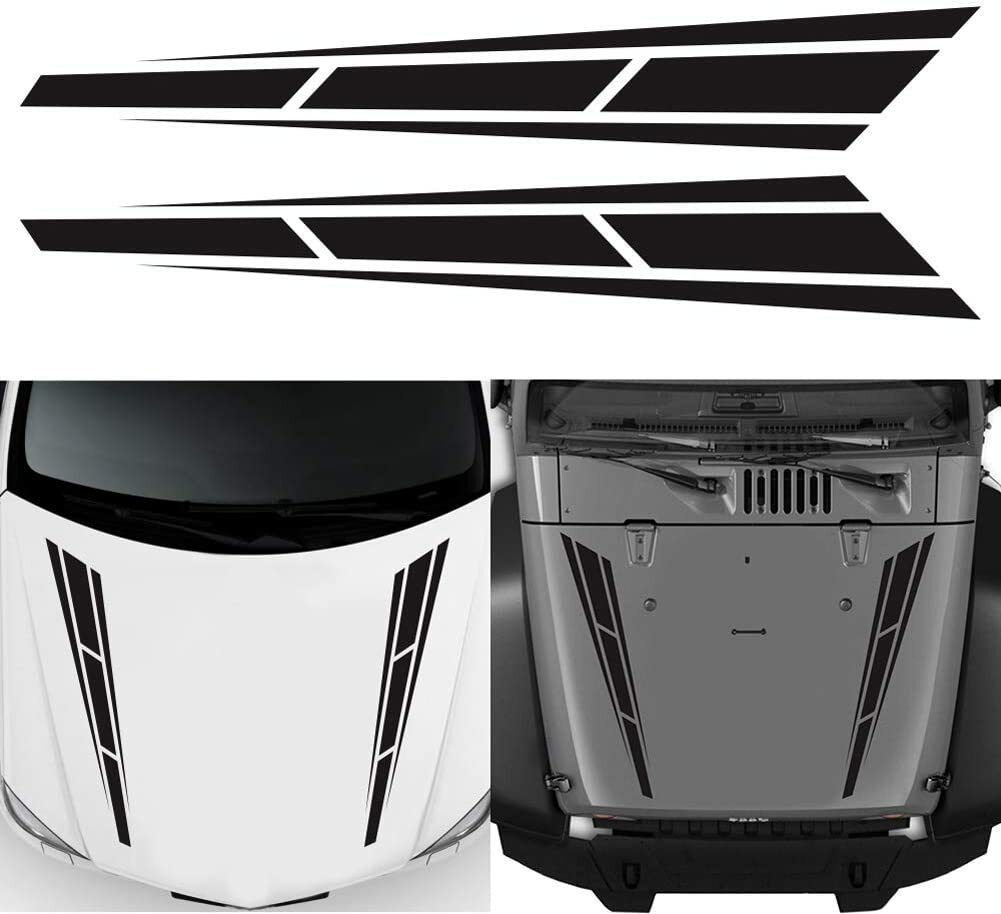 1Pair Universal Fit Racing Hood Stripes Decal Vinyl Stickers for Car SUV Truck