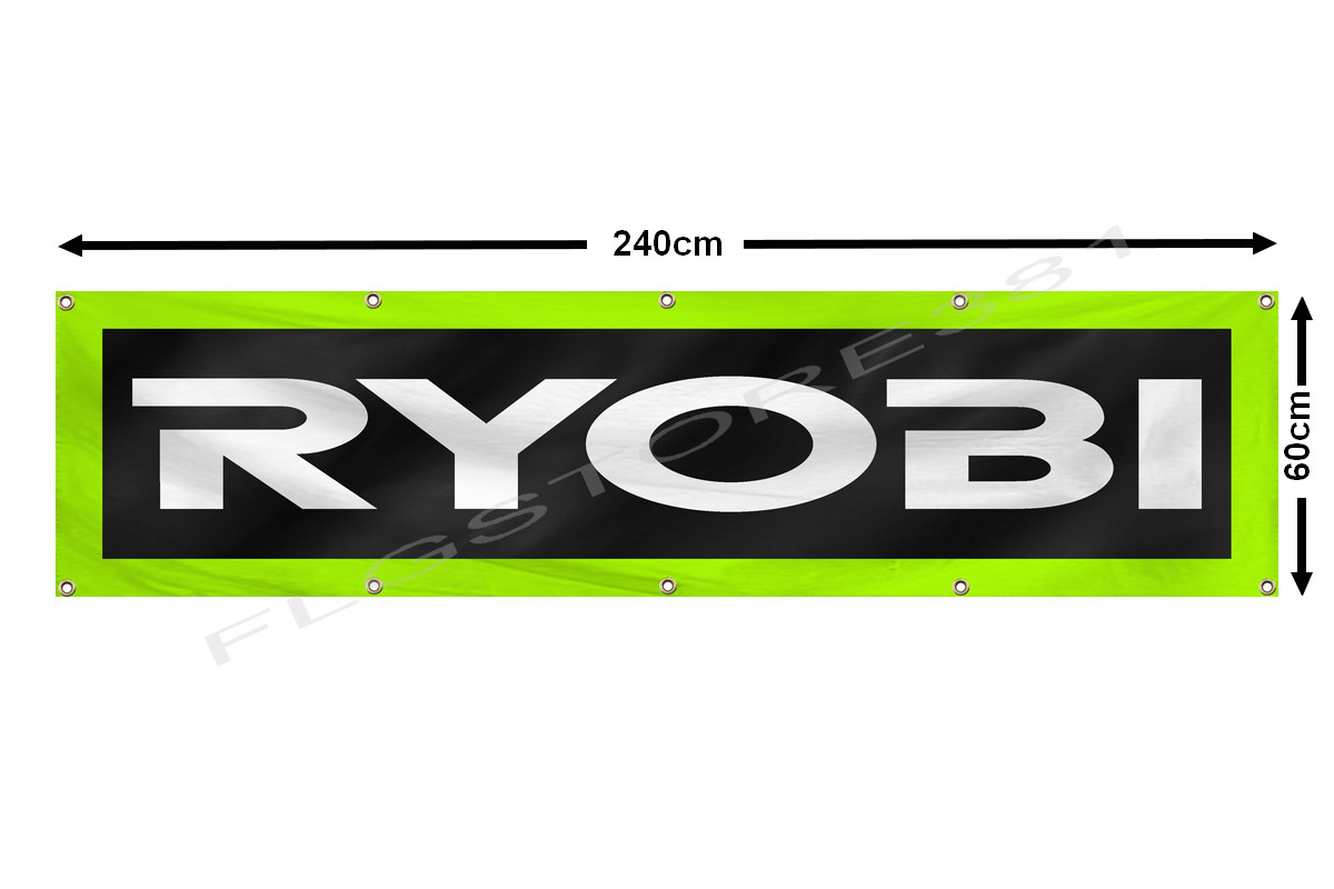 RYOBI Tools Flag Banner 2X8Ft Industrial Power Tools Wall Decor Flag Garge Shop