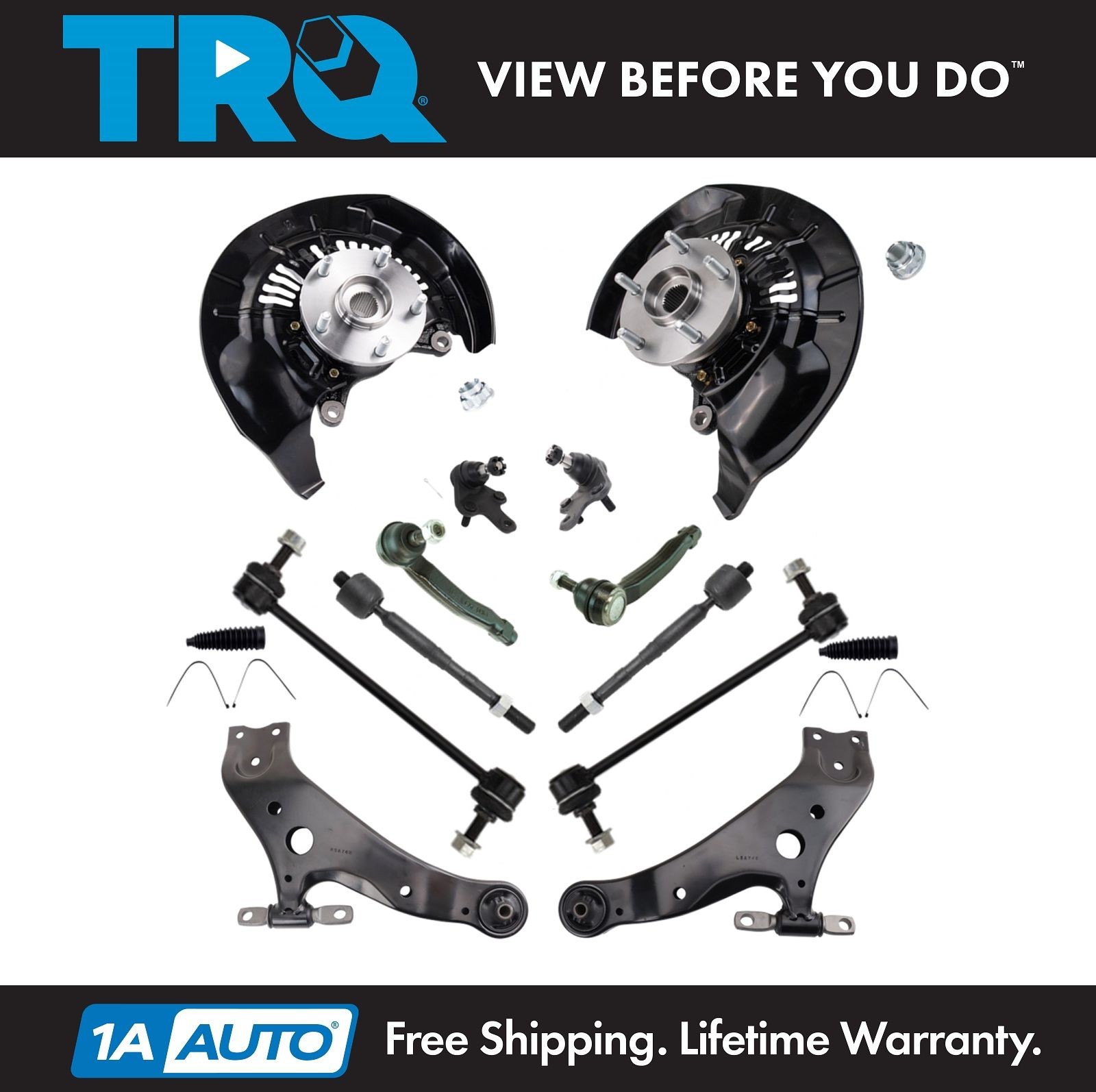 TRQ Front Control Arm, Tie Rod & Steering Knuckle 14pc for 10-15 Lexus RX350