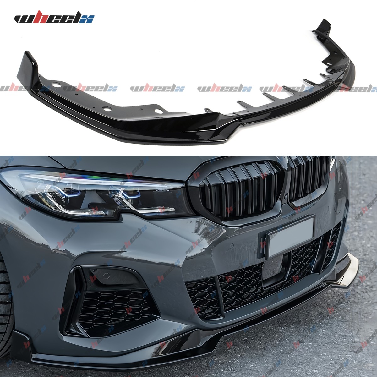 FRONT BUMPER LIP SPLITTER GLOSS BLACK FOR 2019-22 BMW G20 G28 330i M340i M SPORT