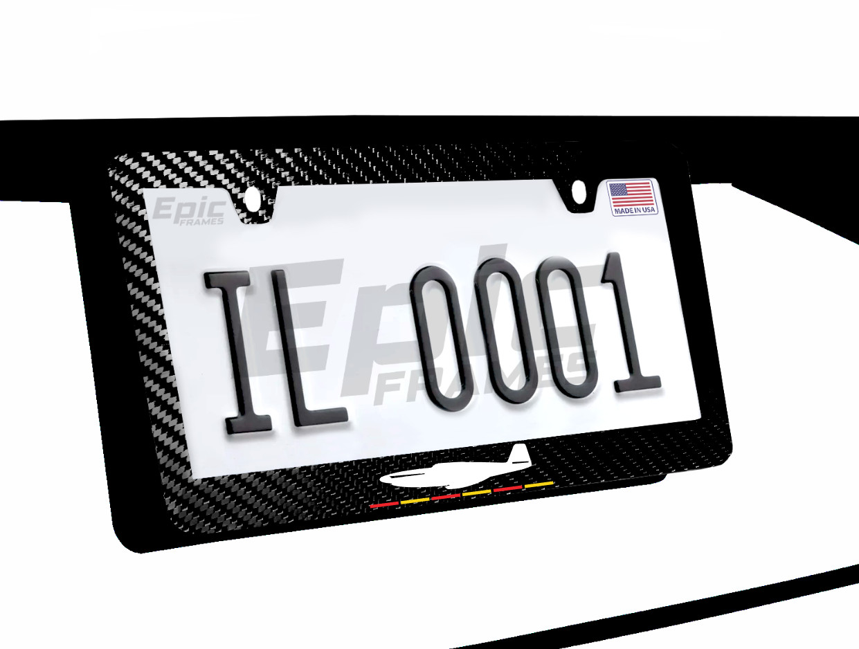 P-51 Mustang Fighter Aircraft Roush 100% Carbon Fiber License Plate Frame P-51 Mustang Fighter Aircraft Roush 100% Carbon Fiber License Plate Frame