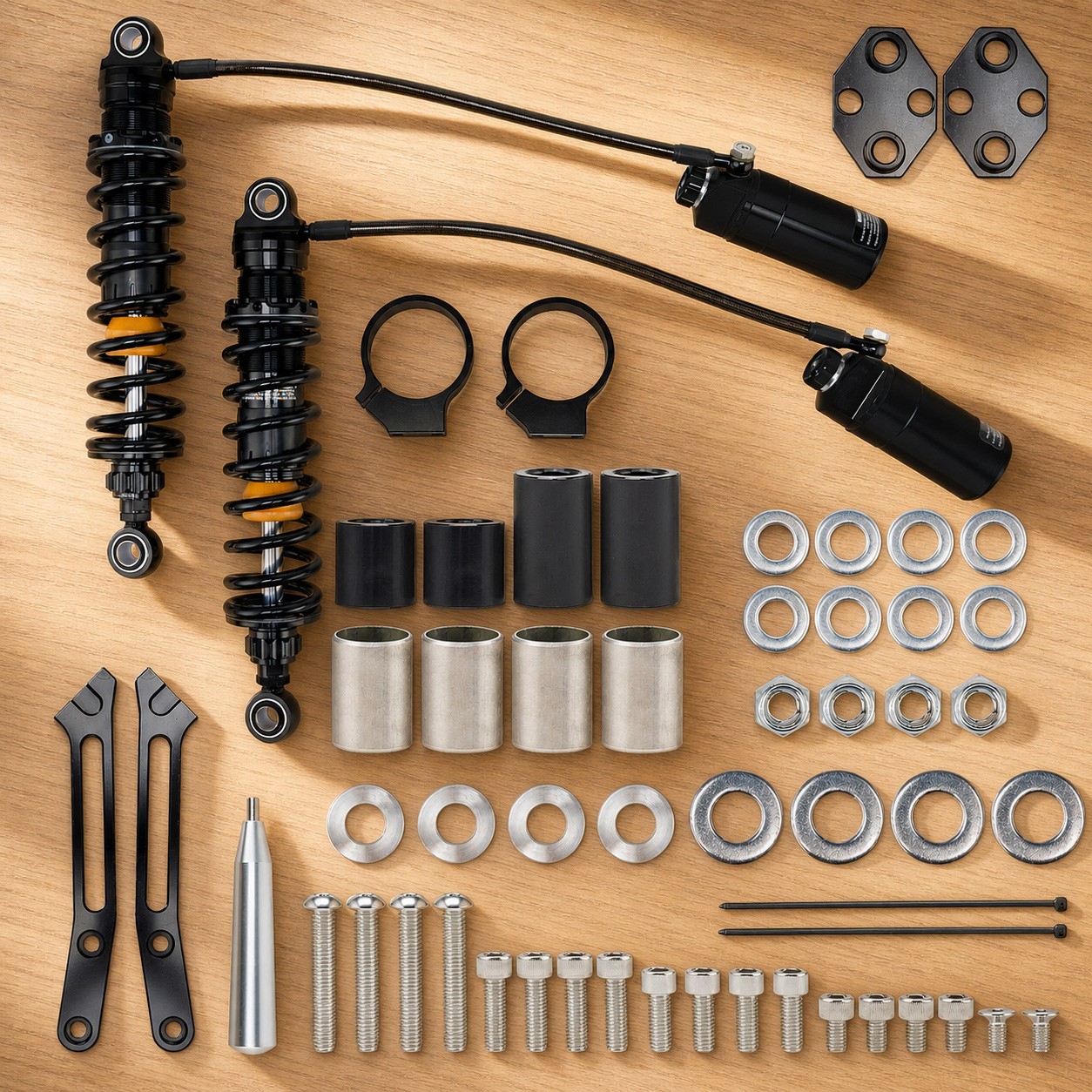 For 14-UP Harley Street Road Glide King Remote Reservoir Rear Shocks Suspension