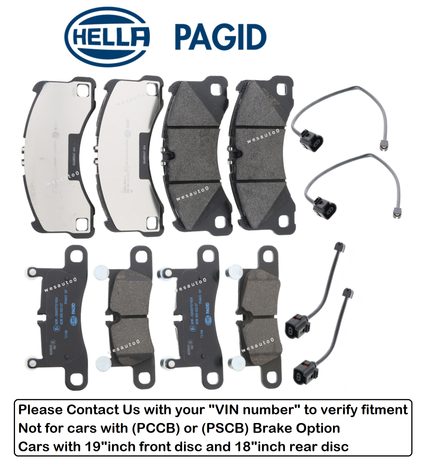 Front Rear Brake Pad OE Pagid +Sensor for Porsche Cayenne S Coupe Plat (VinReq)