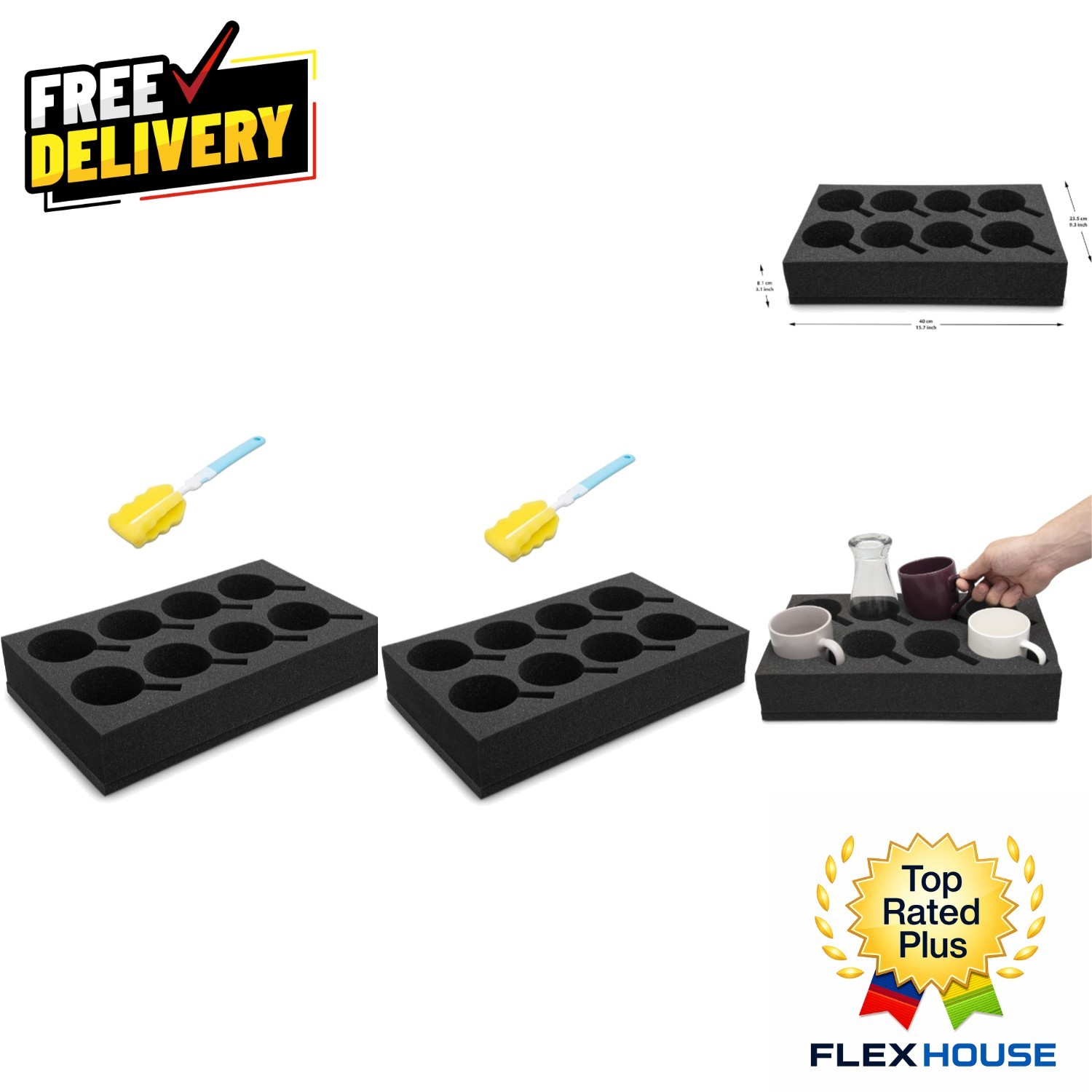 Versatile 2-Pack Foam Cup Holder Organizer for RVs & Home - 16 Cup Capacity
