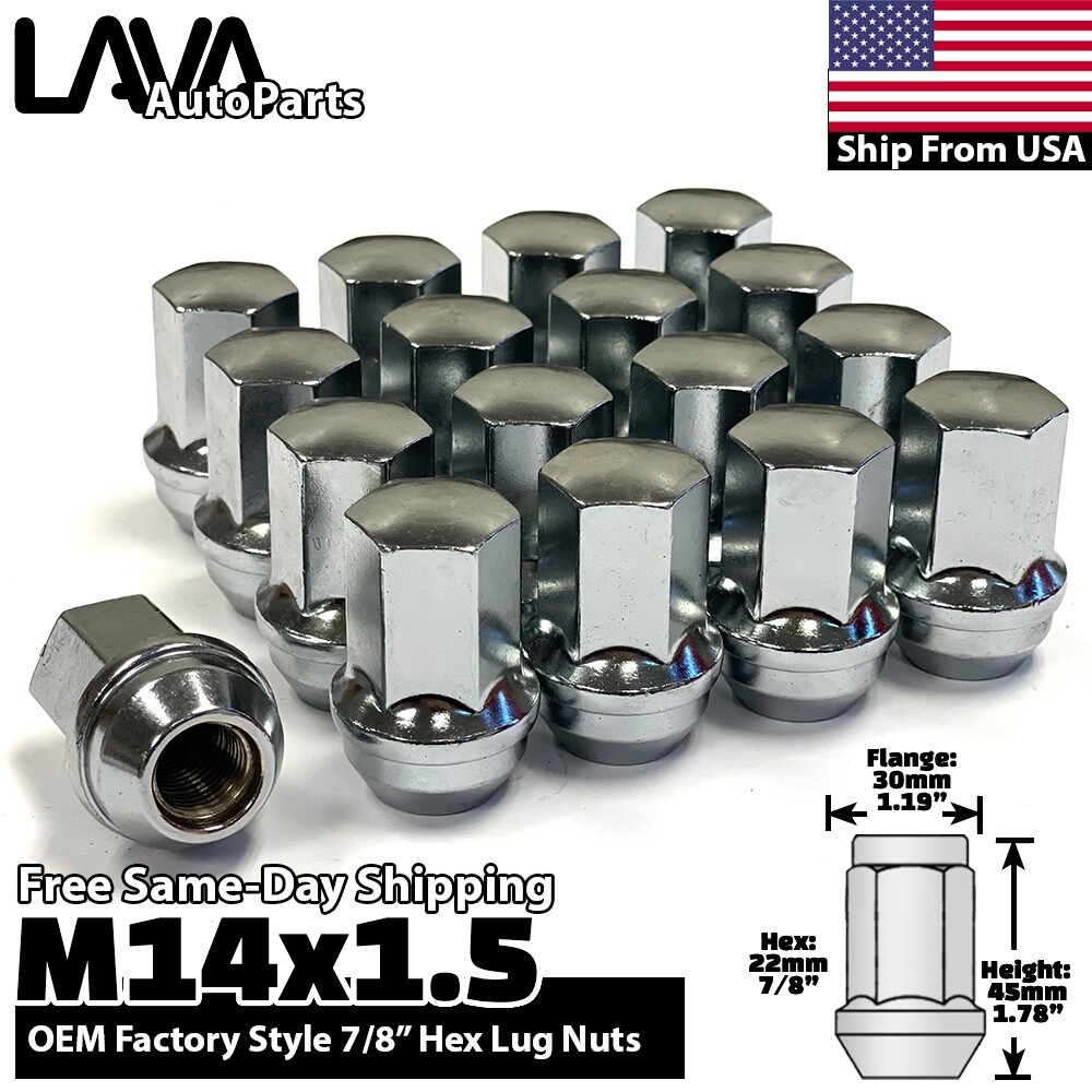 24x Chrome 14x1.5 Chevy XL OEM Factory Lug Nut Fit Silverado 1500 Tahoe Suburban