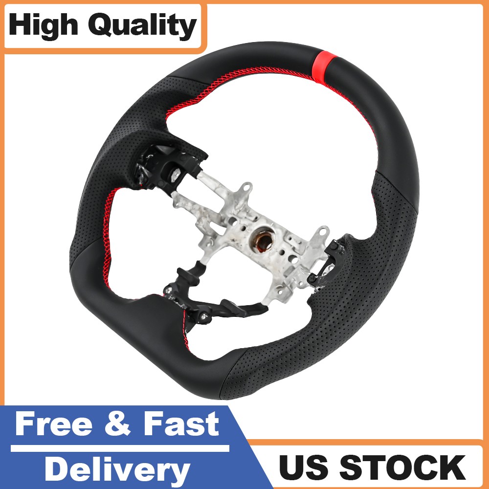 For 2012-2015 Honda Civic Gen 9th Steering Wheel Full Leather Perforated Grip US For 2012-2015 Honda Civic Gen 9th Steering Wheel Full Leather Perforated Grip US