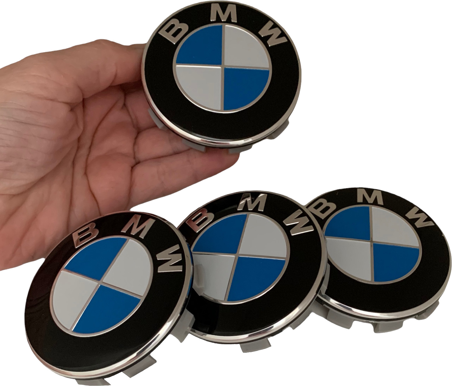 4pcs Classic White Blue 68mm Wheel Center Caps Logo Hubcap BMW 3 5 Series X3 X5