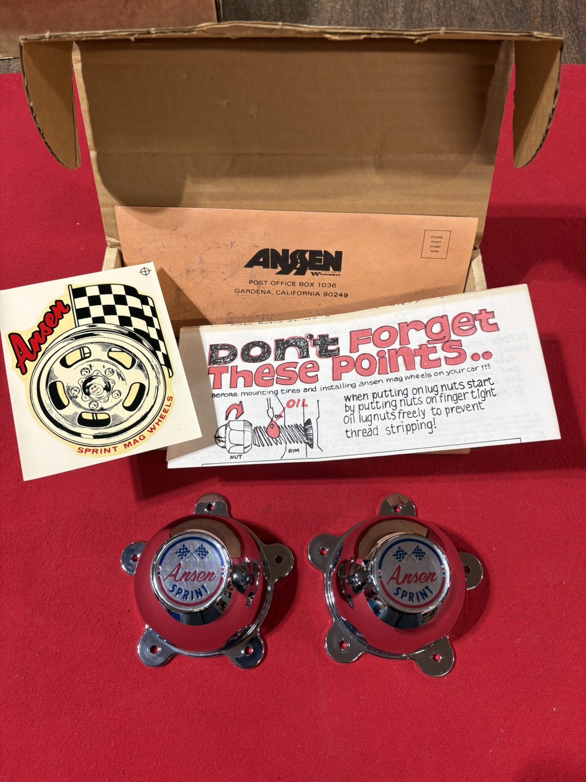 Vintage Early Pair Of (2) Ansen Sprint Center Caps 5 Ear NOS Day 2 Vintage Early Pair Of (2) Ansen Sprint Center Caps 5 Ear NOS Day 2