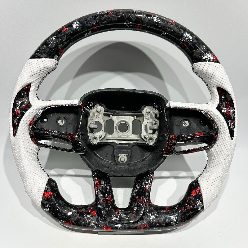 Custom Steering Wheel Dodge Charger / Challenger Hellcat – White Carbon Fibe