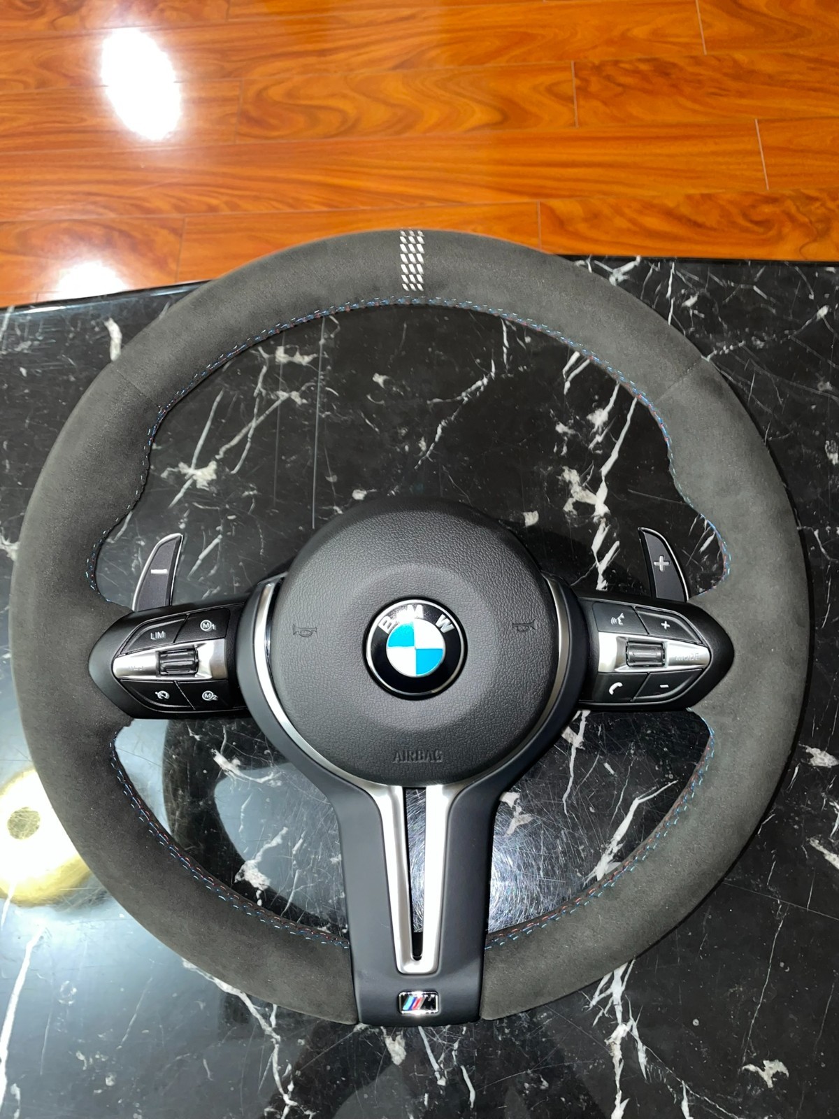 BMW CS Alcantara Leather White Etching Steering Wheel Set – F80 F82 F30 F32 M3