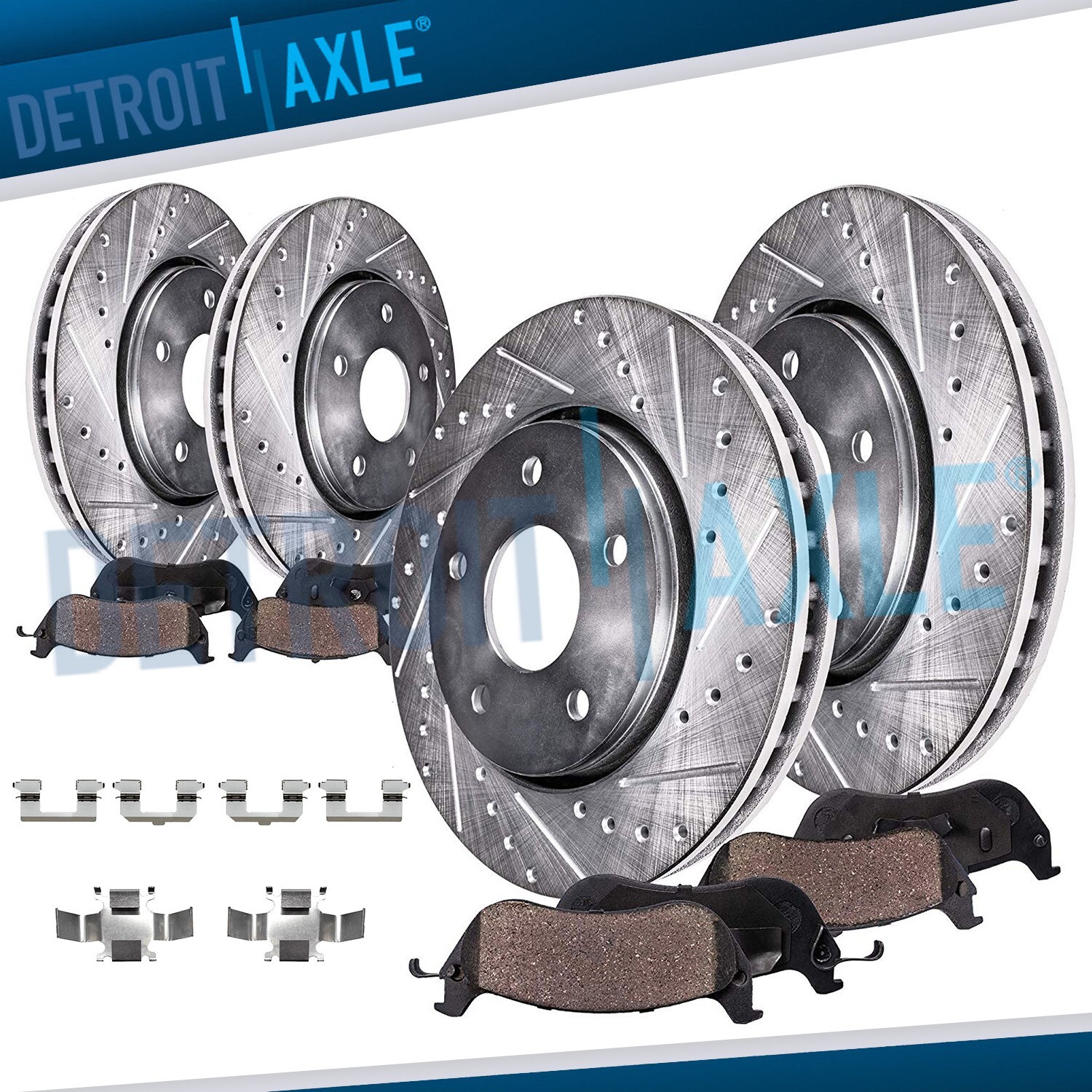 8pc Front Rear Drilled Brake Rotors Brake Pads for Ford Mustang GT EcoBoost