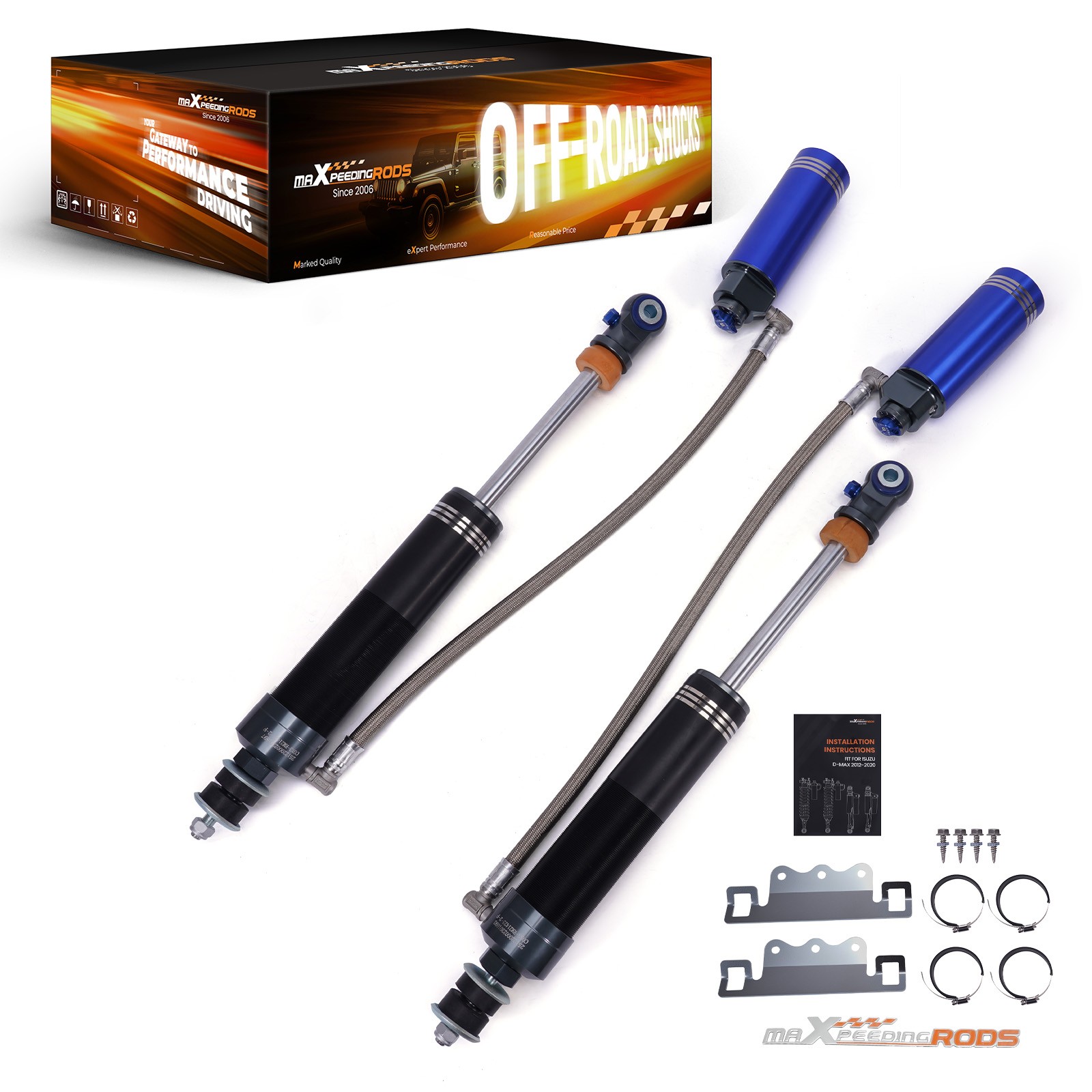 Damping Adjustable Reservoir Front Shock Kit for 14-25 Ram 2500 3500 0-2\