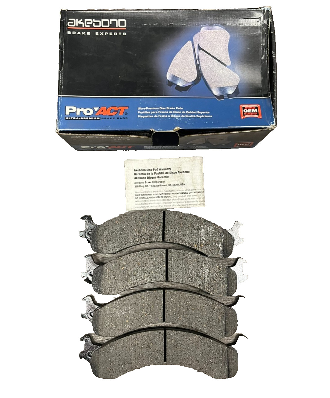 Akebono ACT859 ProACT Ceramic Brake Pads Front 2000-2002 Dodge Ram 2500 3500 OE