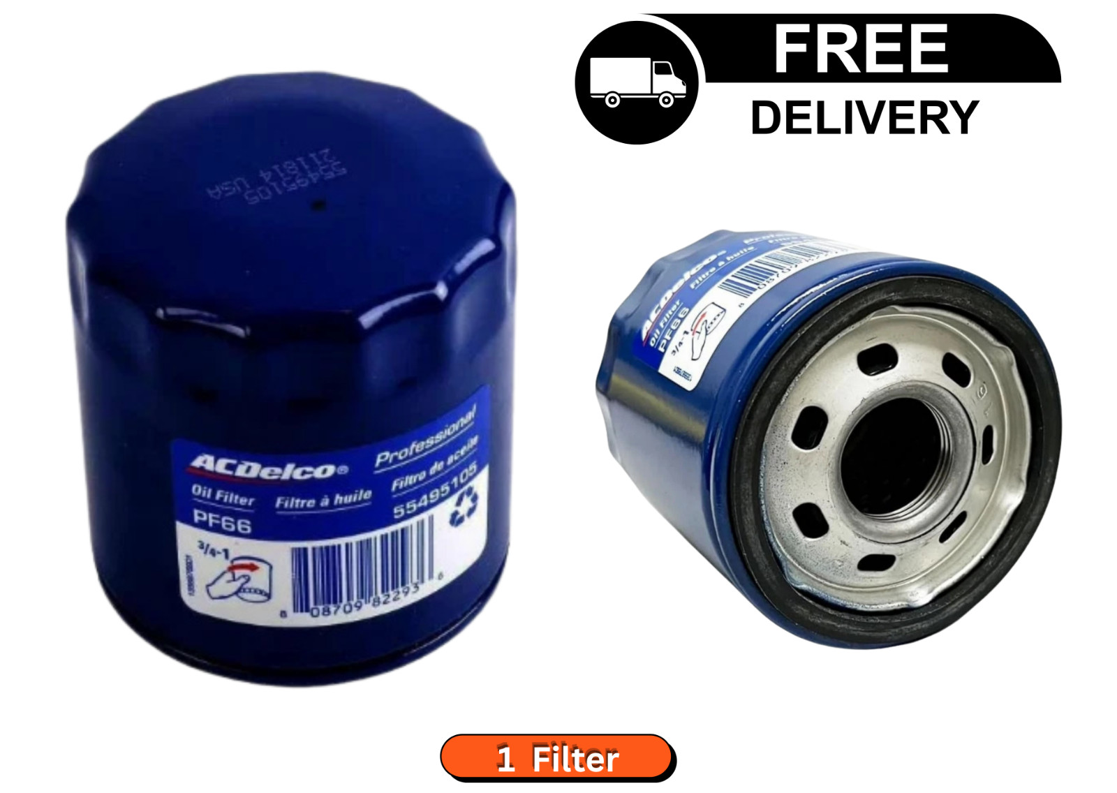 (1) Engine Oil Filter ACDelco GM Original Equipment PF66 same as dealer