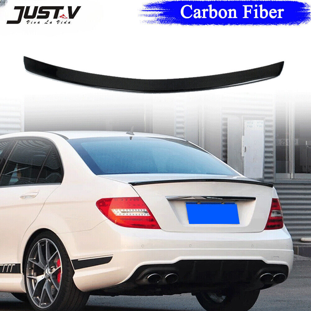 For Mercedes Benz C Class W204 2008-2014 Carbon AMG Style Rear Trunk Spoiler Lip