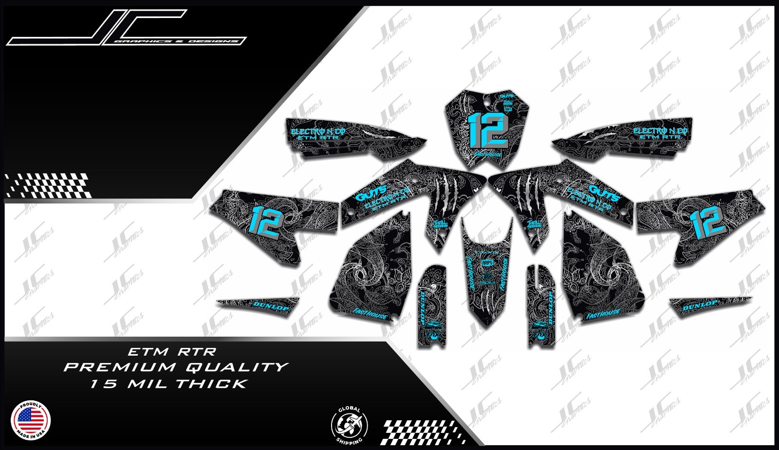 ETM RTR graphics kit decals  THICK AND HIGH GLOSS .....