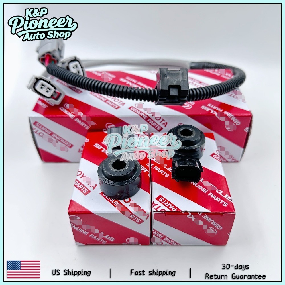 NEW Denso 2pcs Knock Sensor 89615-20090 & Harness 82219-48010 for Toyota