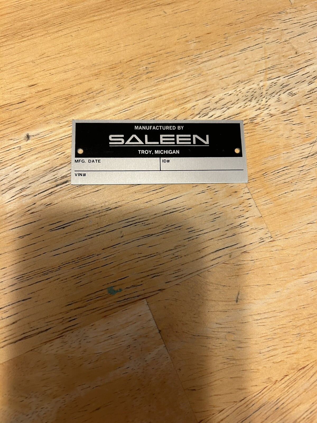 RARE SALEEN TROY MI ENGINE BAY PLAQUE UNSTAMPED SSV FORD GT S281 S302 MUSTANG RARE SALEEN TROY MI ENGINE BAY PLAQUE UNSTAMPED SSV FORD GT S281 S302 MUSTANG
