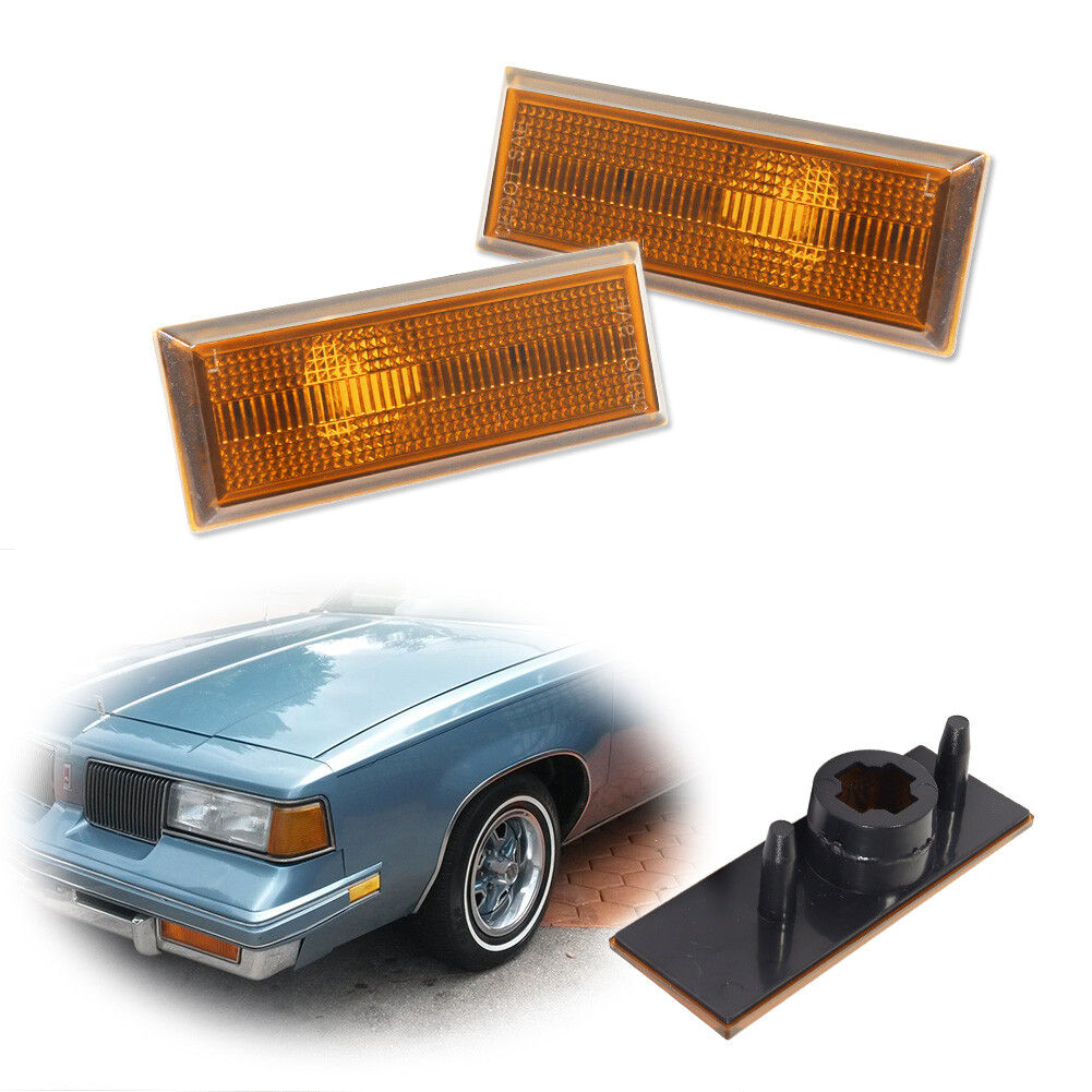 Front Amber Side Marker Parking Light Lenses For 81-88 All Cutlass 2 Door Models