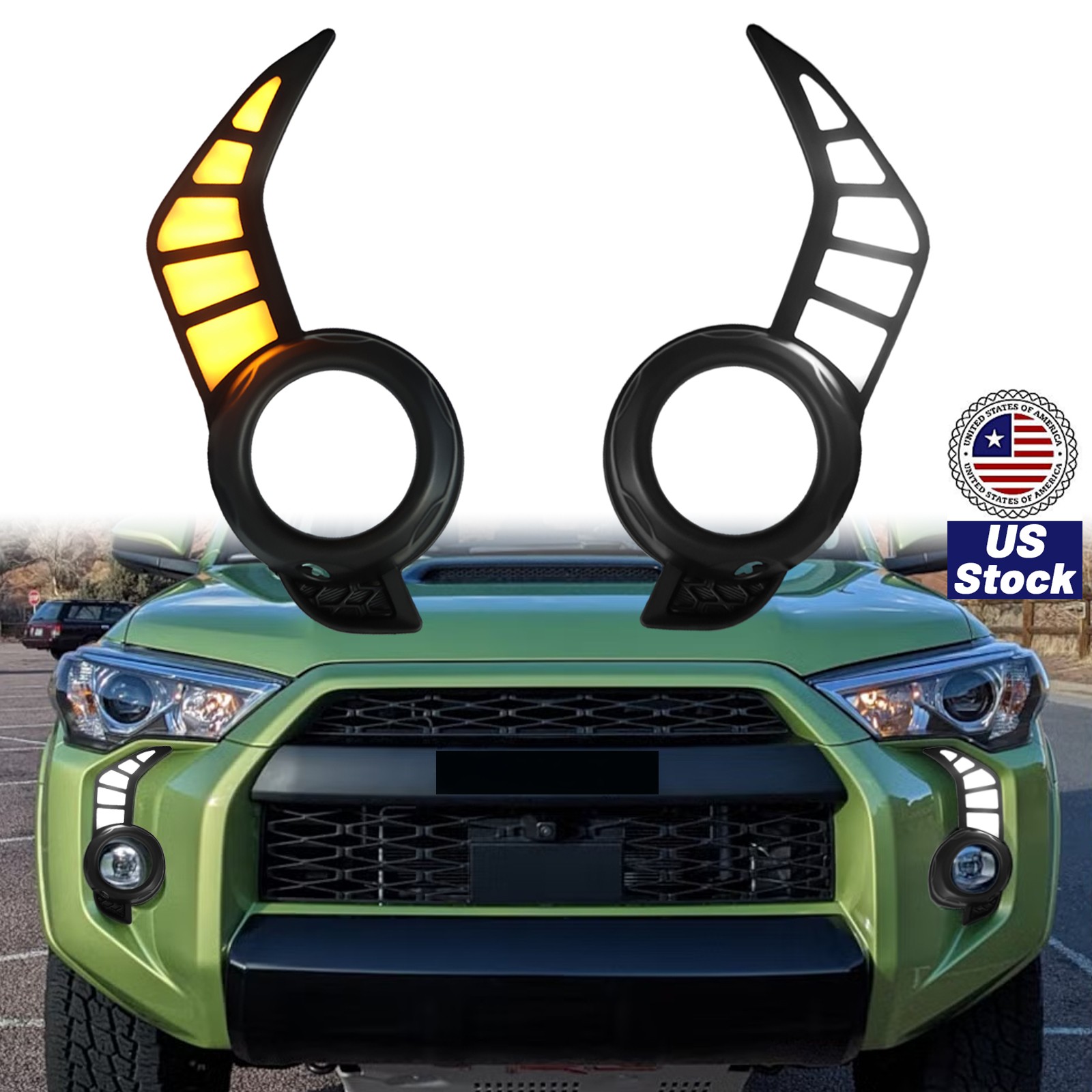 LED Front Daytime Running Light Fog Bezel Turn Signal For Toyota 4Runner 2014-24