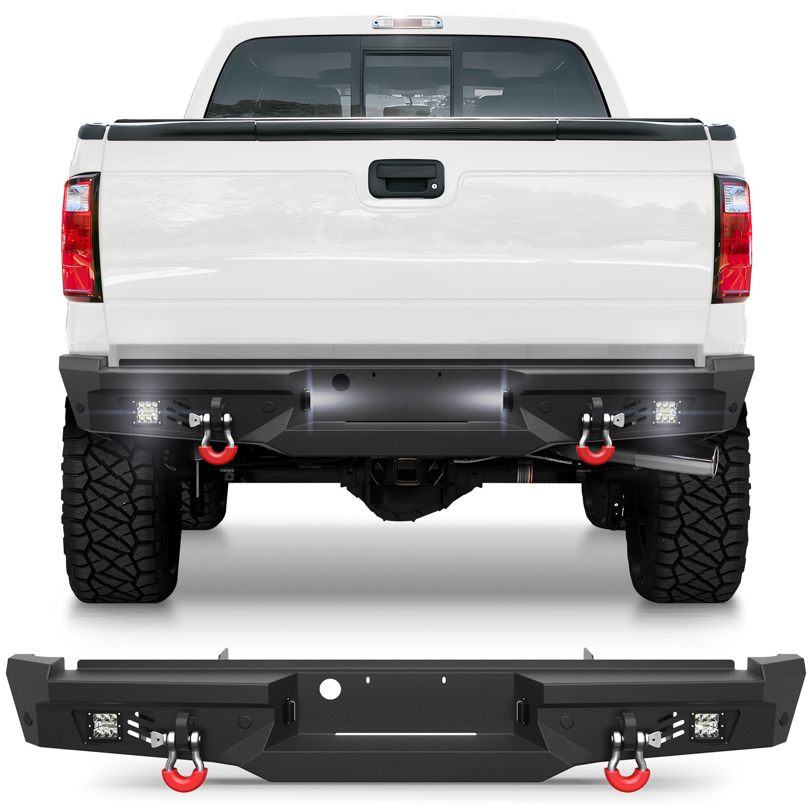 For 1999-2016 Ford F250 F350 F450 Super Duty Rear Bumper W/ Sensor Holes Lights