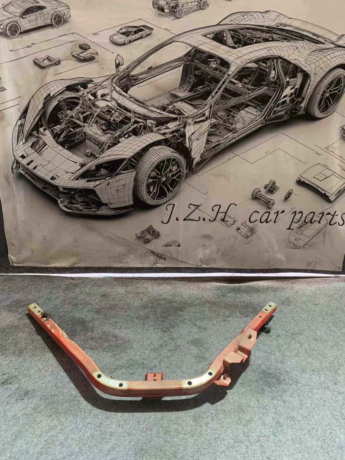 Used,For Ferrari California Upper Engine V Frame OEM PN 985234776 Used,For Ferrari California Upper Engine V Frame OEM PN 985234776