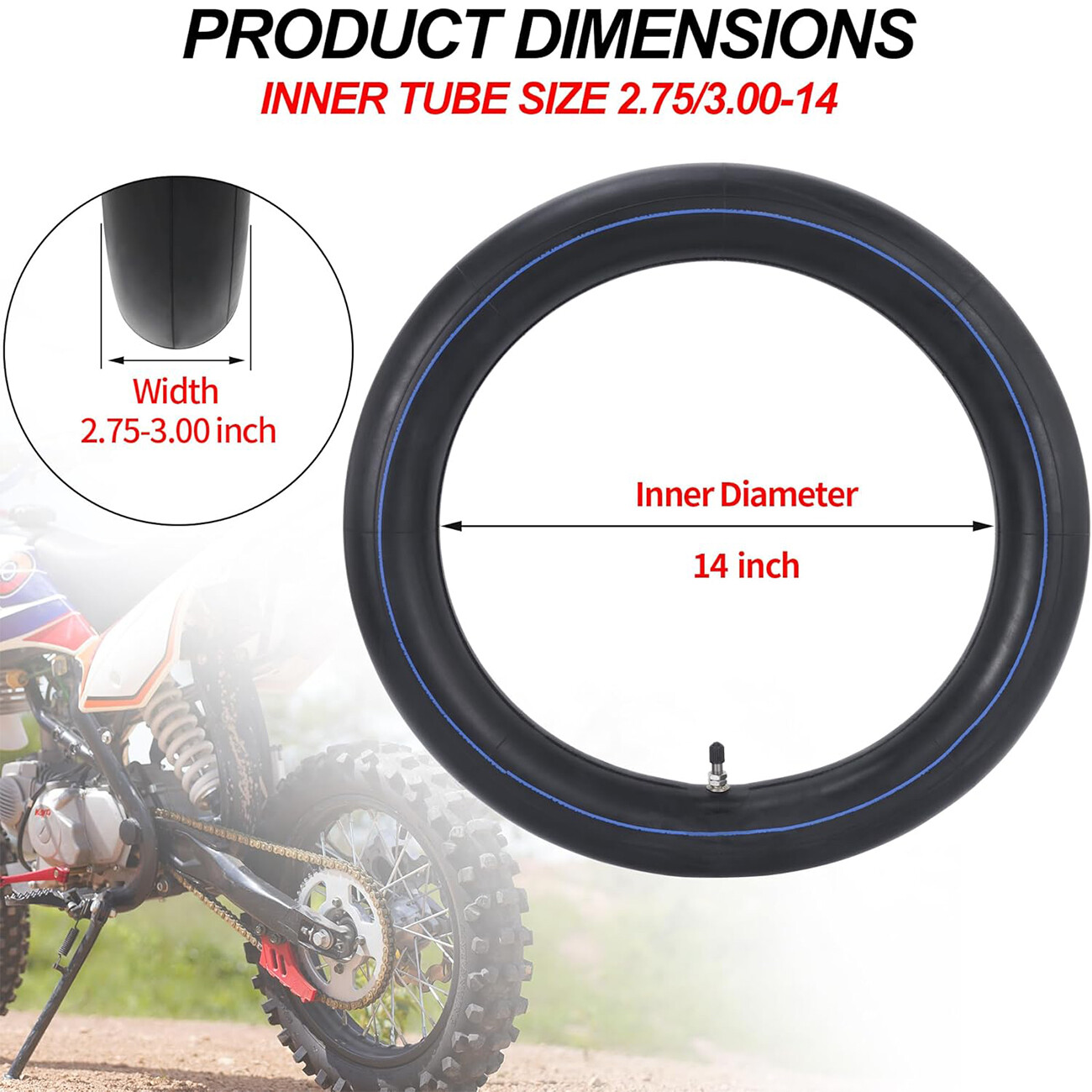 Inner Tube 90/100-14'' Inch Replacement For Tube Pit Dirt Bike Motocross Inner Tube 90/100-14'' Inch Replacement For Tube Pit Dirt Bike Motocross