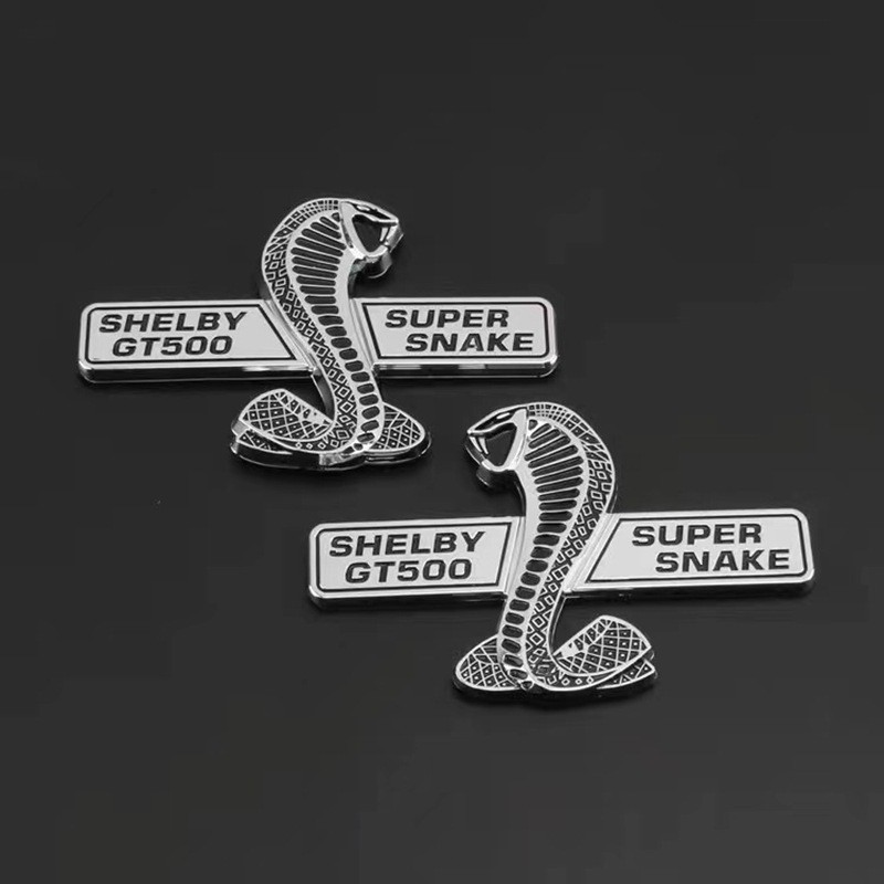 2005 - 2024 MUSTANG SHELBY GT500 SUPER SNAKE GRILLE GRILL EMBLEM CHROME 2PC 2005 - 2024 MUSTANG SHELBY GT500 SUPER SNAKE GRILLE GRILL EMBLEM CHROME 2PC