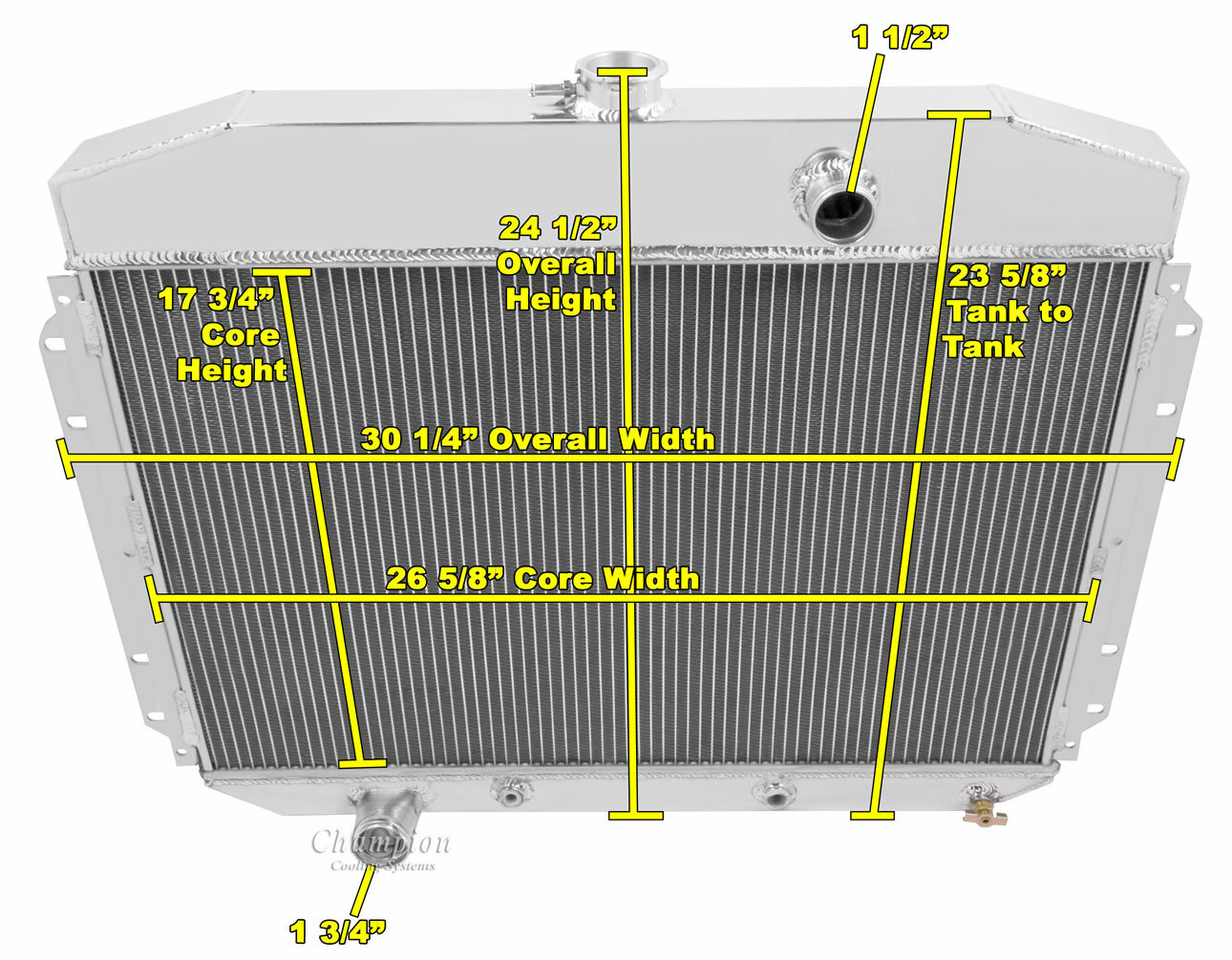 RN Champion 2 Row Radiator for 1961 - 1964 Ford F-Series Factory V8 Engine
