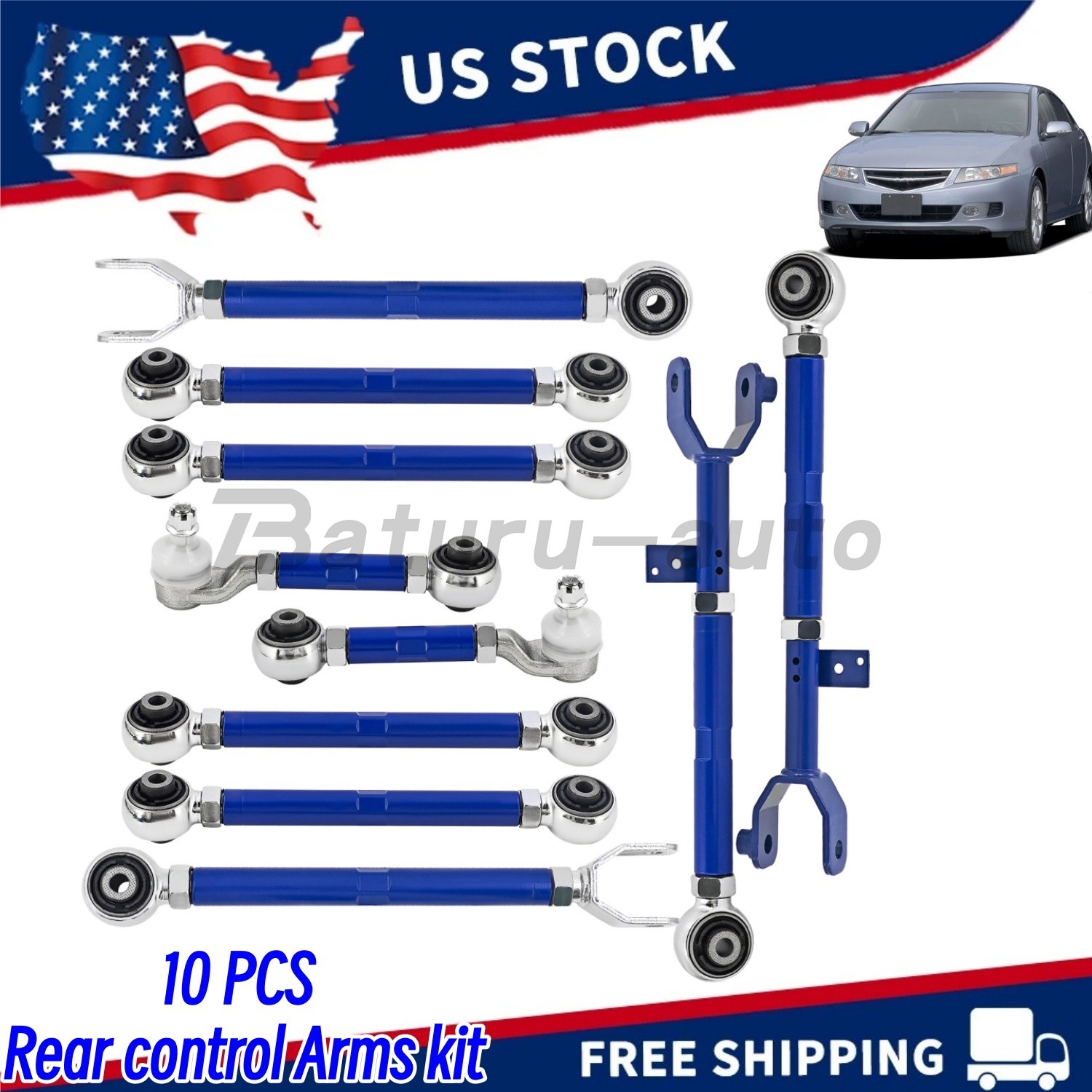 10pcs Rear Control Arms Kit For For 03-07 Honda Accord Acura Tsx