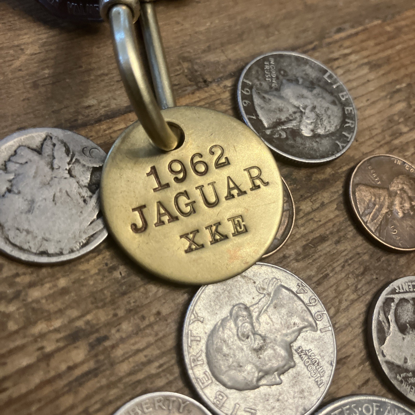 1962 JAGUAR XKE Solid Brass  Key Fob  [B] ‘62