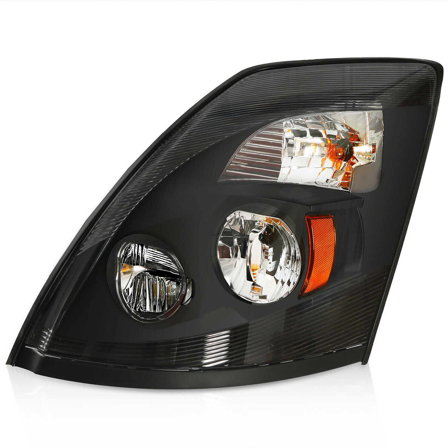 For Volvo VNL VNM 2004-2018 Black 6000K LED Left Right Side Headlights HeadLamps