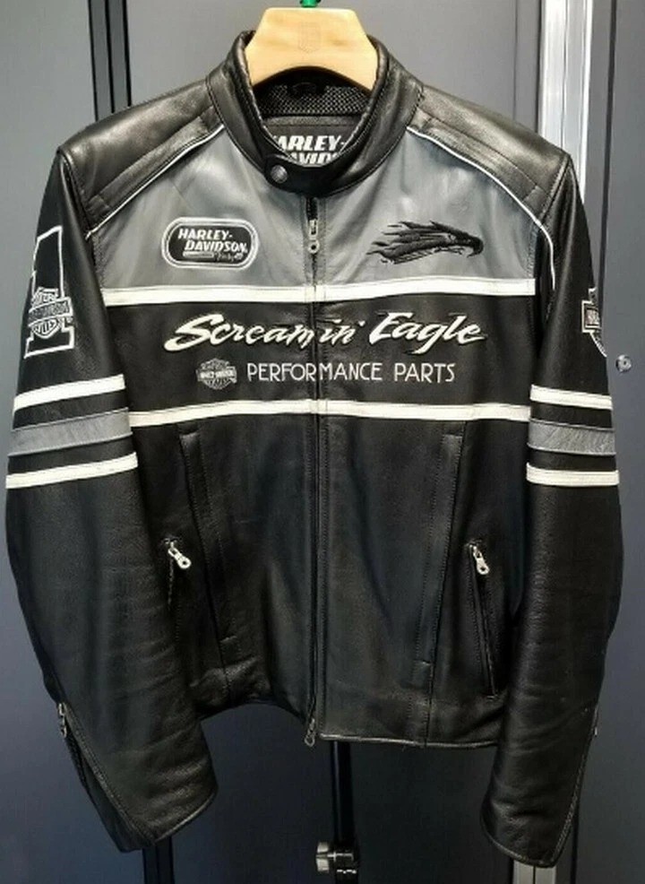 Men\'s Harley Davidson Screaming Eagle Thunder Valley Motorcycle Leather Jacket