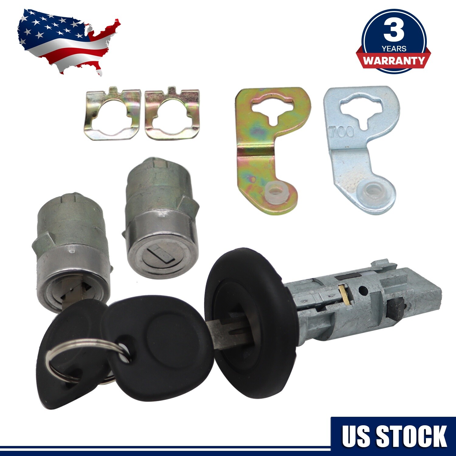 Ignition Key Switch Cylinder Kit with 2 Keys and Door Locks For Chevrolet 01-07
