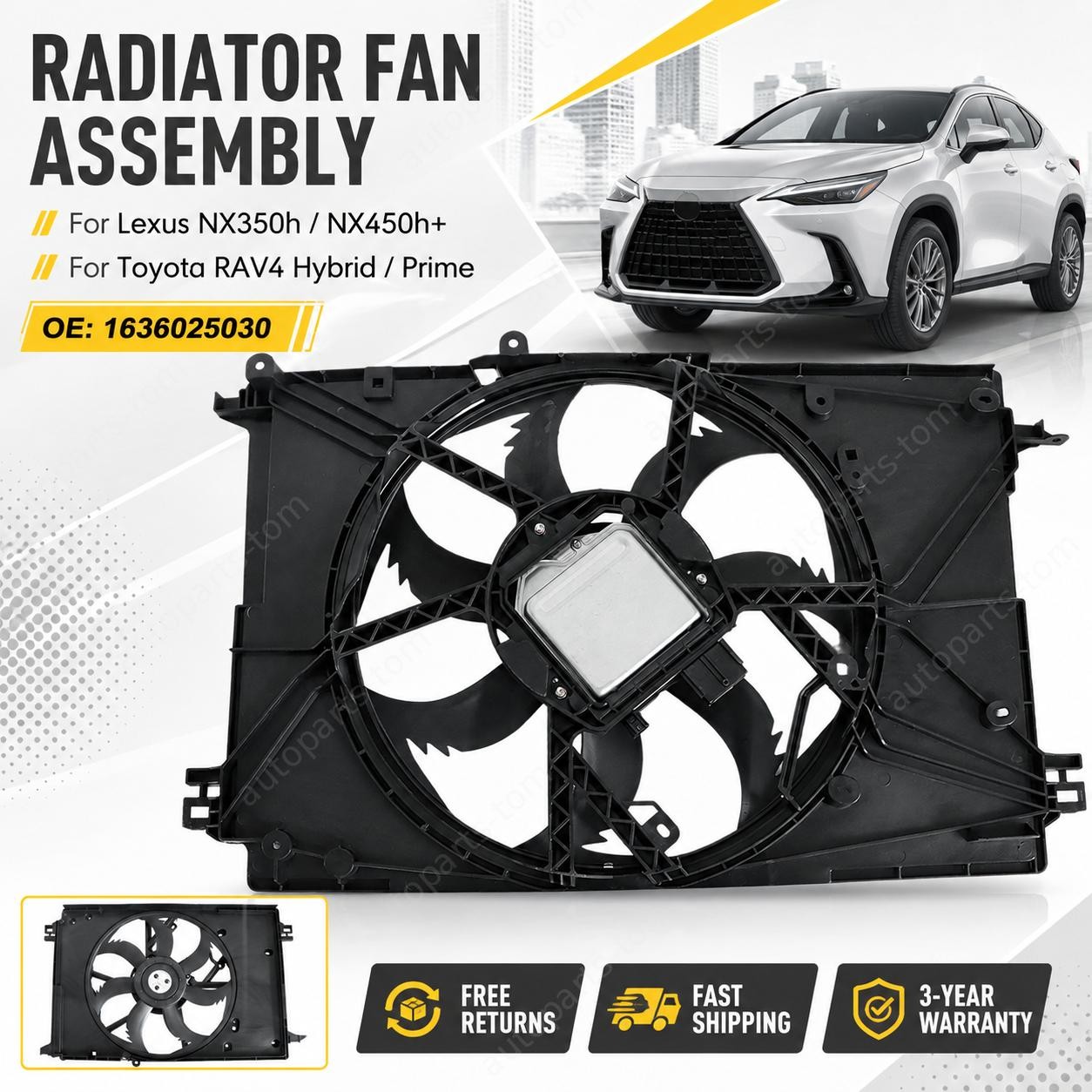 For 22-25 Lexus NX350h NX450h  Toyota RAV4 Hybrid Cooling Fan 1636025030