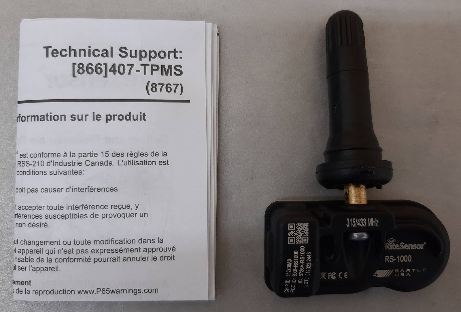 Bartec USA Rite Sensor Programmable Replacement TPMS Sensor (RS-1000 / RS-1000R)