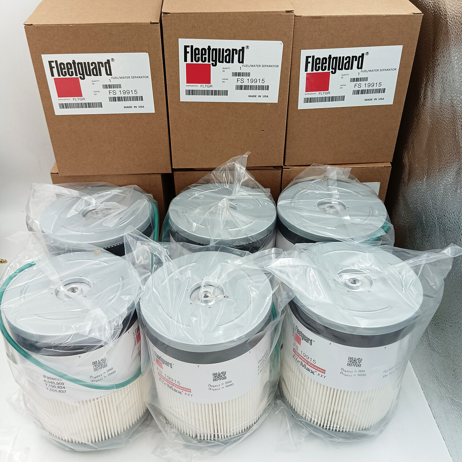 6PCS Fleetguard FS19915 L9915F Fuel Filter Cummins with Water Separator Elemax