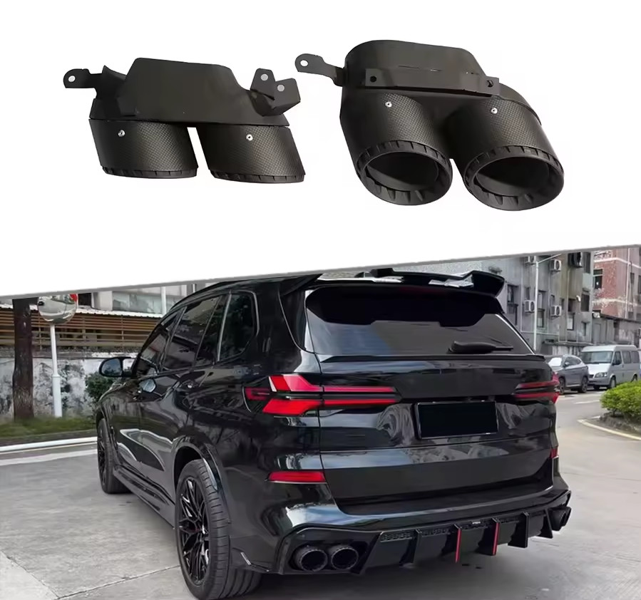 For BMW X5 X6 Black Quad Exhaust Carbon Tips X5 / X6 - 2 PCS Set - G05 G06 40i