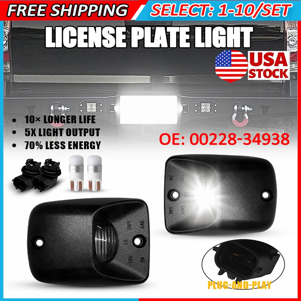 2-20x Fit 95-04 Toyota Tacoma Rear License Plate Light Housings W/Socket & Bulb