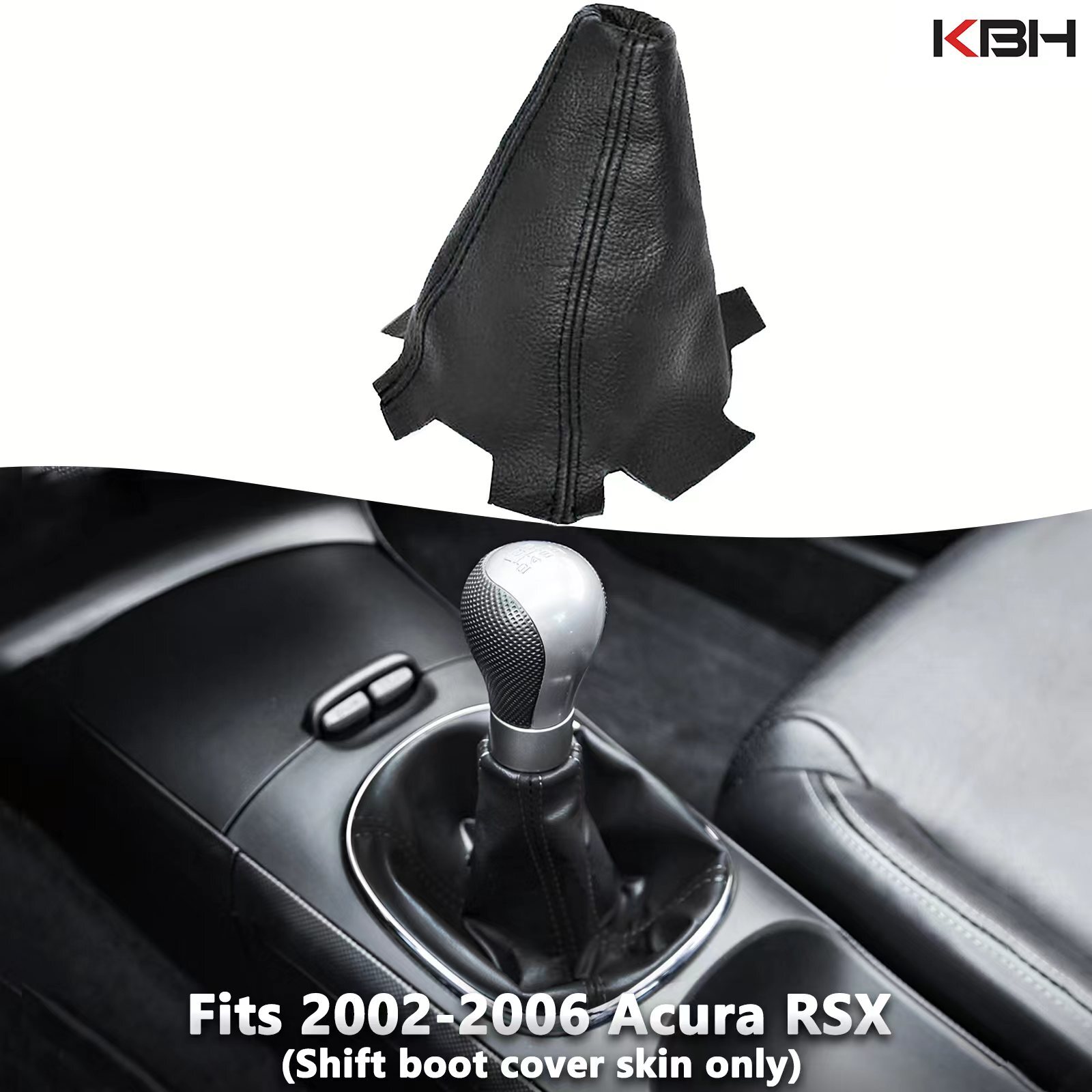 Fit 02-06 Acura RSX Manual Shifter Shift Boot Replacement Cover PU Leather Black Fit 02-06 Acura RSX Manual Shifter Shift Boot Replacement Cover PU Leather Black