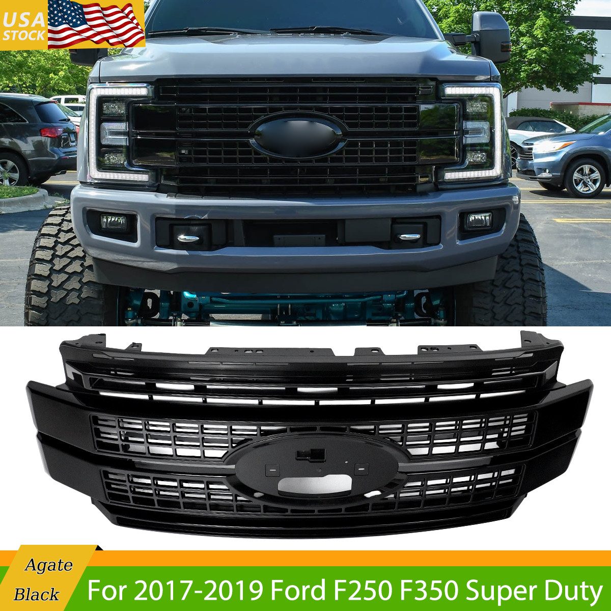 UM Agate Black Grille Assembly For 2017-2019 Ford F250 F350 Super Duty Platinum