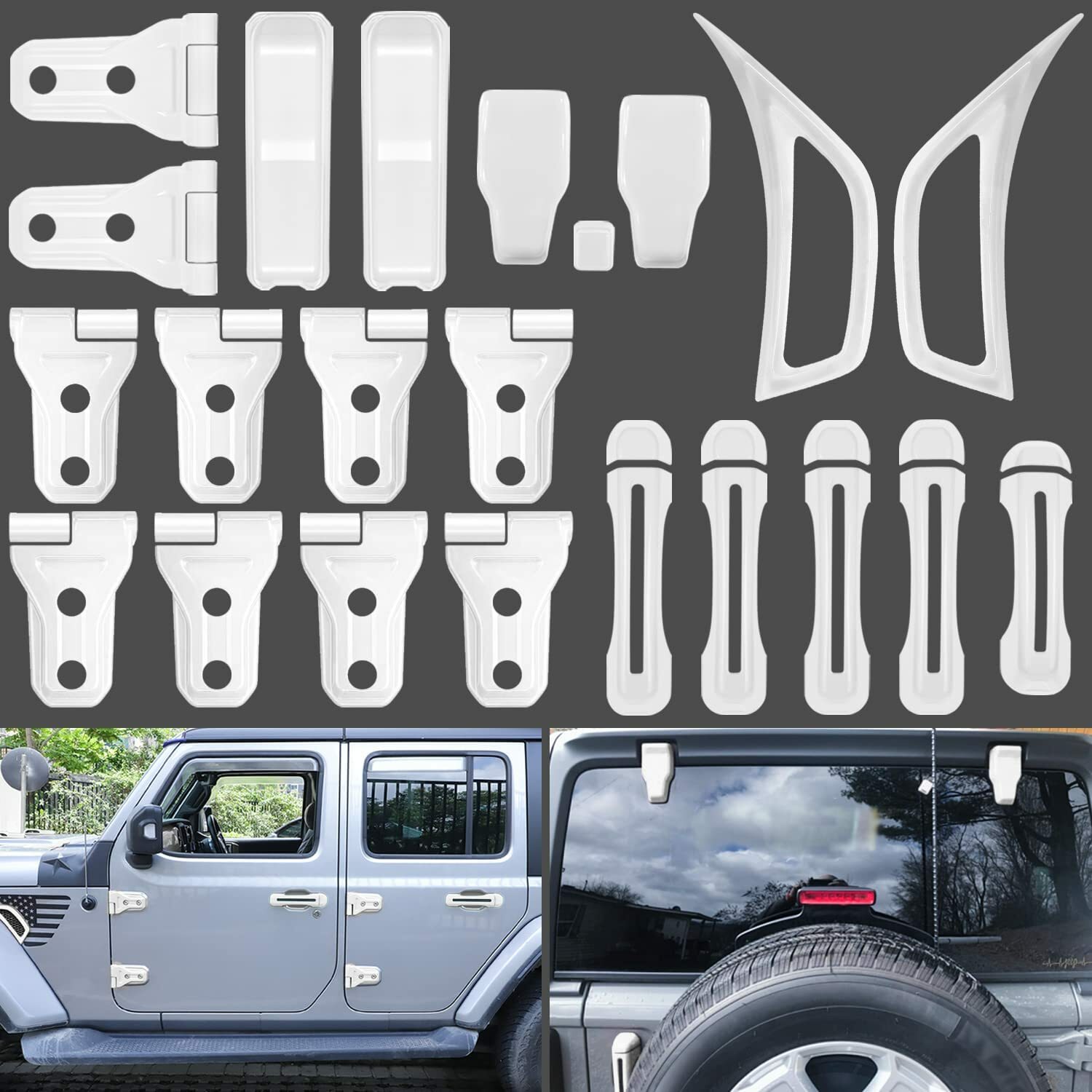 22PCS Full Set Exterior Decoration Trim Kit for Jeep Wrangler JL JLU 2018-2022 22PCS Full Set Exterior Decoration Trim Kit for Jeep Wrangler JL JLU 2018-2022