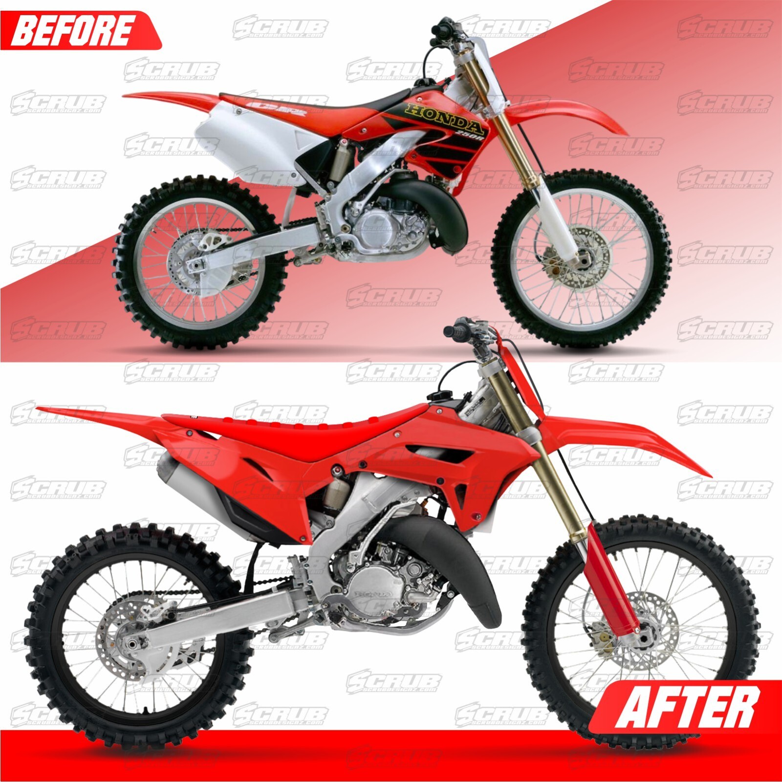 Honda 2000-2001 CR125R CR250R | New Polisport CR Restyle Plastic kit 2023 Red Honda 2000-2001 CR125R CR250R | New Polisport CR Restyle Plastic kit 2023 Red
