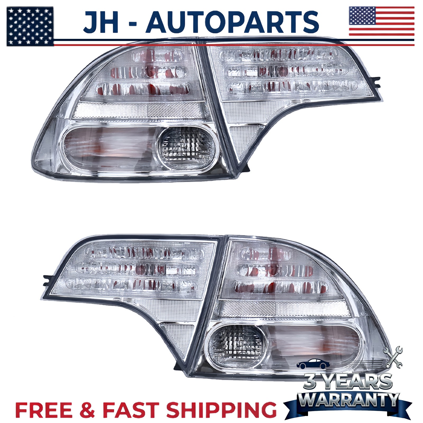 Clear Tail Lights Rear Lights One Pair Fits 8th Gen Honda Civic Sedan 2006-2011 Clear Tail Lights Rear Lights One Pair Fits 8th Gen Honda Civic Sedan 2006-2011